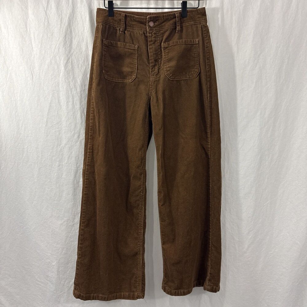 OAT Brown Corduroy Sailor Wide Leg Pants Womens Sz 6/28 Fall Academia Preppy